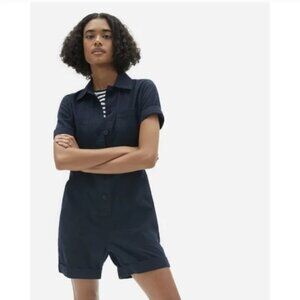 NWT Everlane The Cotton Weave Short Sleeve Romper